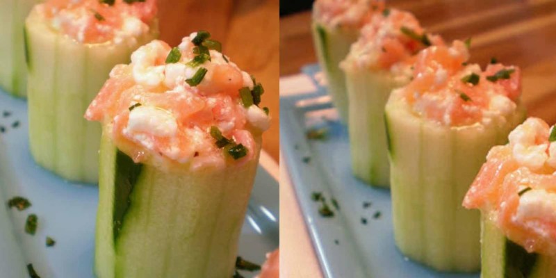 COPINHOS DE PEPINO COM SALMÃO DEFUMADO