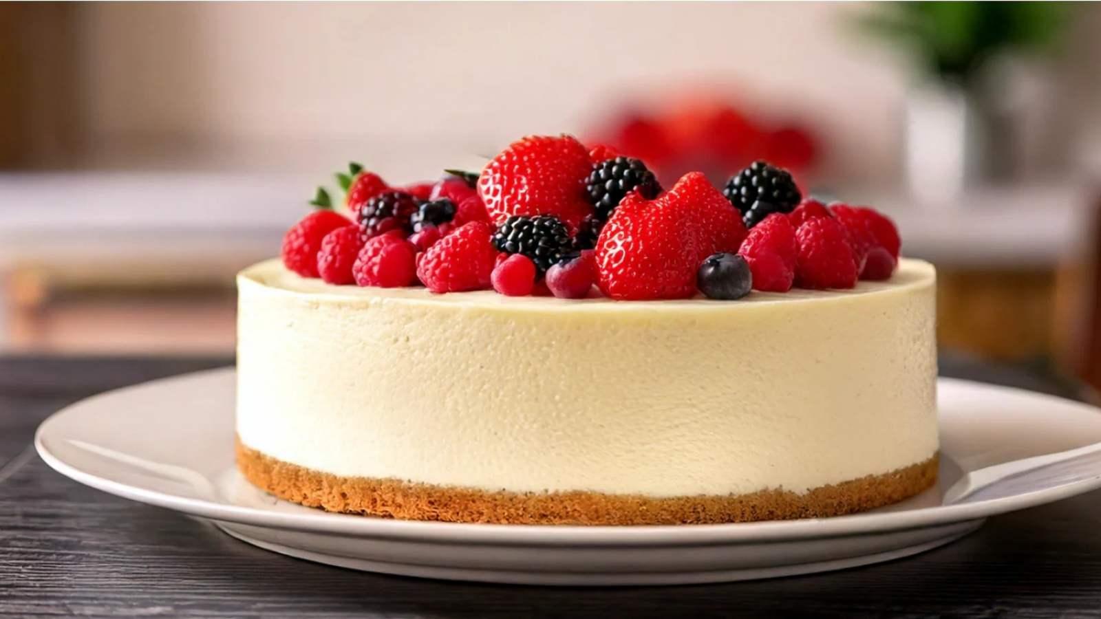 Cheesecake de Chocolate Branco com Frutas Vermelhas
